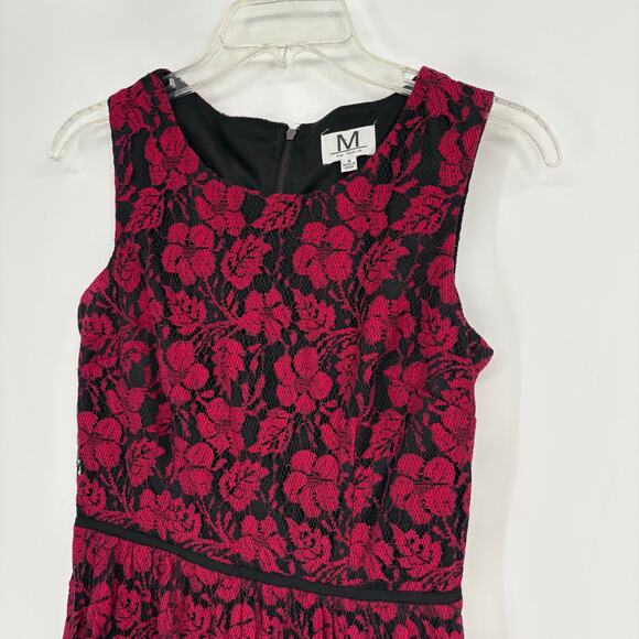 M by Maia Red Lace Overlay Midi Dress Size 4 Whimsygoth Gothic Romantic - Picture 2 of 10